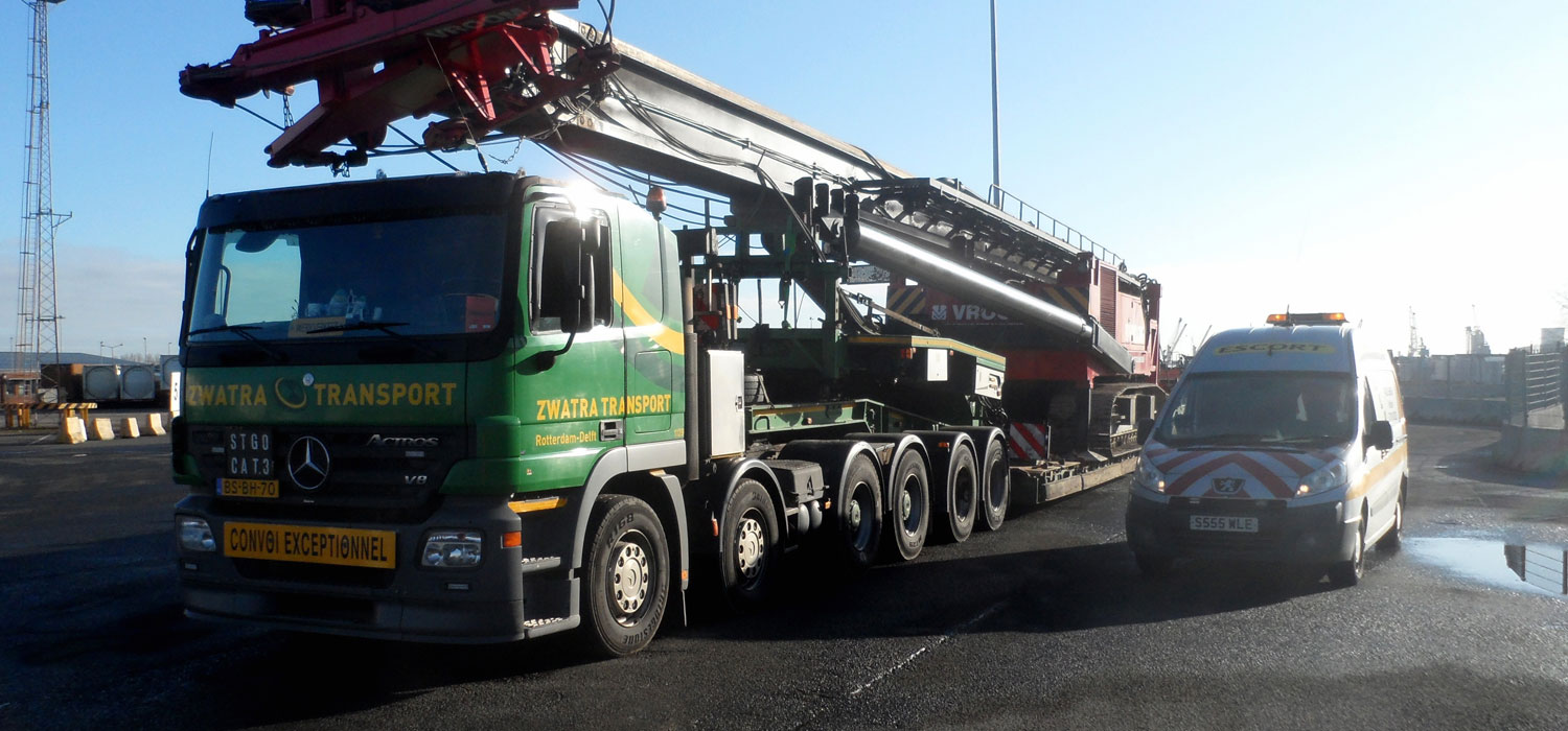 Wide Loads Escort Van with Machinery